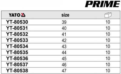 Giày bảo hộ dòng Prime SBP size: 39-47 Yato - Ba Lan