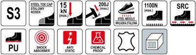 Giày bảo hộ thấp cổ dòng PIURA Size:37-47 Yato - Ba Lan