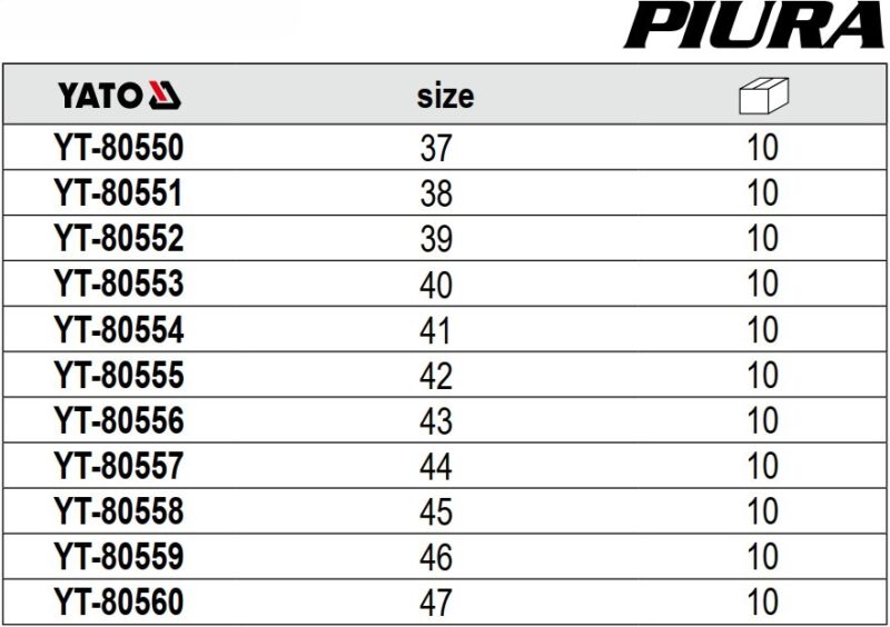 Giày bảo hộ thấp cổ dòng PIURA Size:37-47 Yato - Ba Lan
