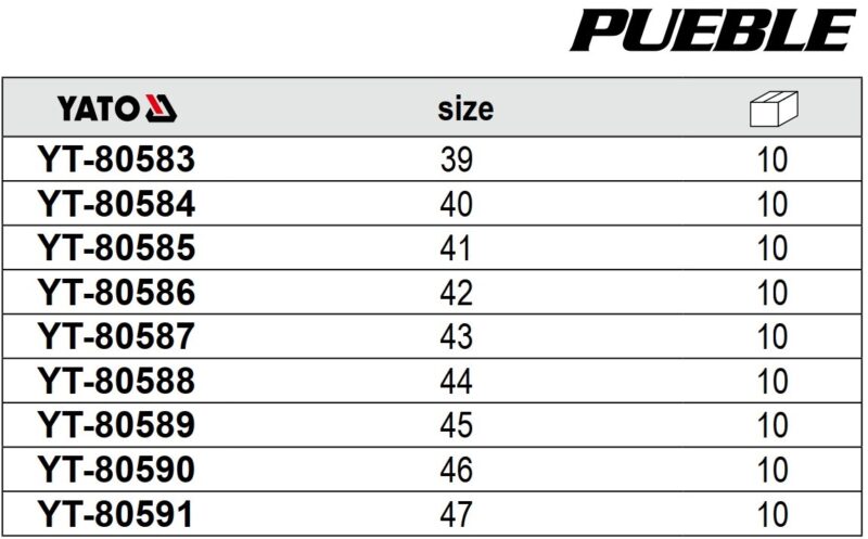 Giày bảo hộ thấp cổ dòng PUEBLE Size: 39-47 Yato YT-80583 - Ba Lan