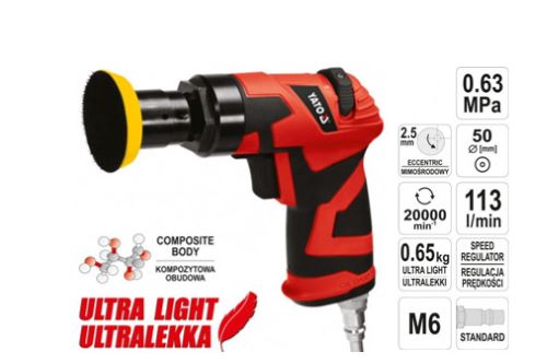 Máy chà nhám hơi mini Pad 50mm vỏ Composite lệch tâm Yato YT-09730 - Ba Lan