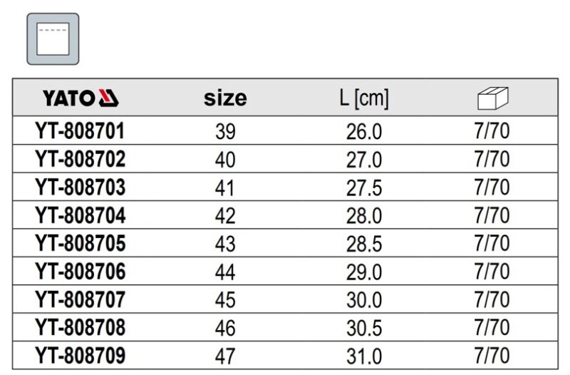 Miếng lót giày cao su PU Size 39-47 Yato YT-808701 - Ba Lan