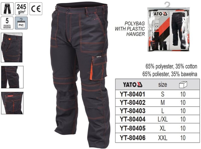 Quần bảo hộ lao động DORIA Size: S - XXL Yato YT-80401 - Ba Lan