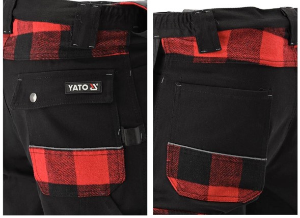 Quần lao động đen viền trắng đỏ size: S - 2XL Yato YT-79360 - Ba Lan