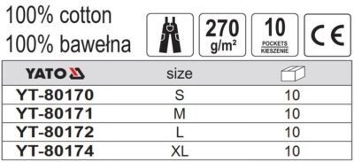 Quần yếm bảo hộ lao động Palea 10 túi Size: S - XL Yato YT-80170 - Ba Lan