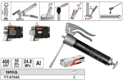 Súng bơm mỡ cầm tay tháo lắp nhanh 400cc 55Mpa Yato YT-07045 - Ba Lan