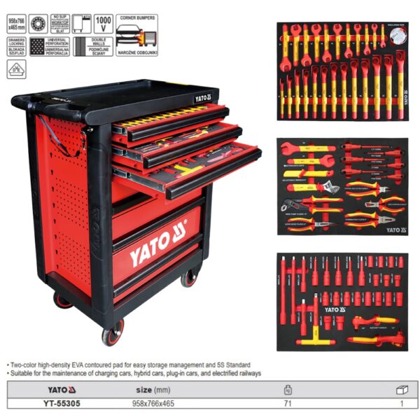 Tủ đồ nghề sửa chữa cách điện 1000V VDE Yato YT-55305