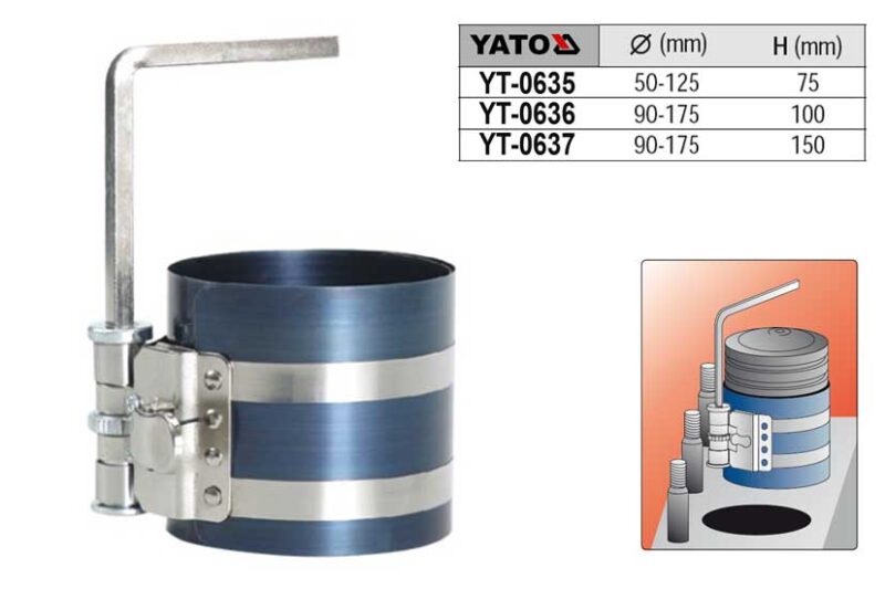 Vòng ép lắp xéc măng 50-125mm Yato YT-0635 - Ba Lan