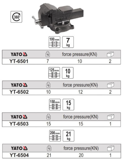 Ê tô Bàn Nguội Yato 100mm,125mm,150mm,200mm, YT-6501