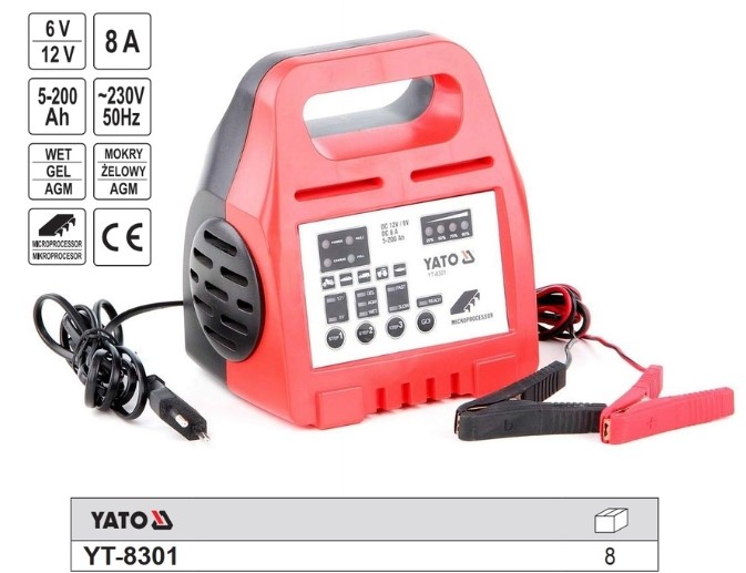 Máy nạp ắc quy 6V-12V 8A Yato YT-8301 - Ba Lan