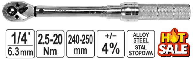 Cờ lê lực 1/4, 2.5-20 Nm Yato YT-07551 Ba lan