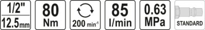 Súng cóc 1/2'' 80Nm dùng khí nén YATO YT-09802