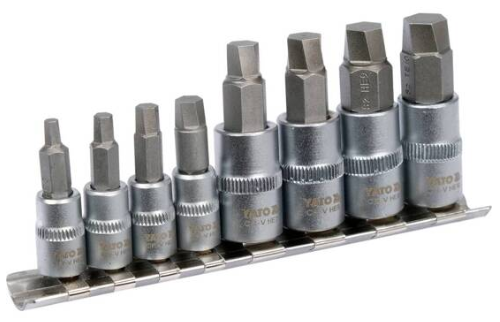 Bộ tuýp 1/4" 3/8" mũi lục giác xoắn tháo gỡ ốc lục giác 8 chi tiết Yato YT-04580 - Ba Lan