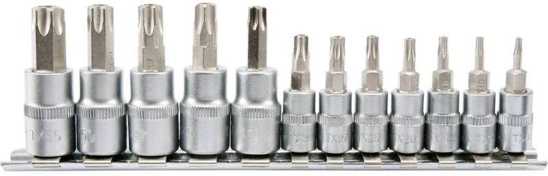 Bộ mũi vít hoa thị có lỗ T8-T55 12 chi tiết 1/4"-3/8" Yato YT-04332 - Ba Lan