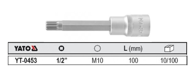 Tuýp 1/2" mũi hoa thị M10x100mm Yato YT-0453 - Ba Lan