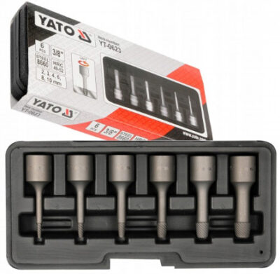 Bộ 6 khẩu 3/8" nhổ ốc bulong hỏng 2-10mm đảo chiều Yato YT-0623 - Ba Lan