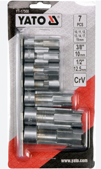 Bộ tuýp 3/8" 1/2" tháo cảm biến Oxy 7 chi tiết Yato YT-17508 - Ba Lan