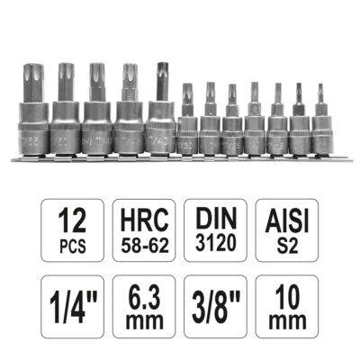 Bộ tuýp mũi hoa thị 1/4" 3/8" 12 chi tiết Yato YT-04331 - Ba Lan