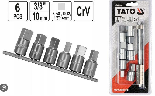 Bộ đầu tuýp 3/8" tháo ốc xả nhớt 8-14mm 3/8" 1/2" Yato YT-05997 - Ba Lan