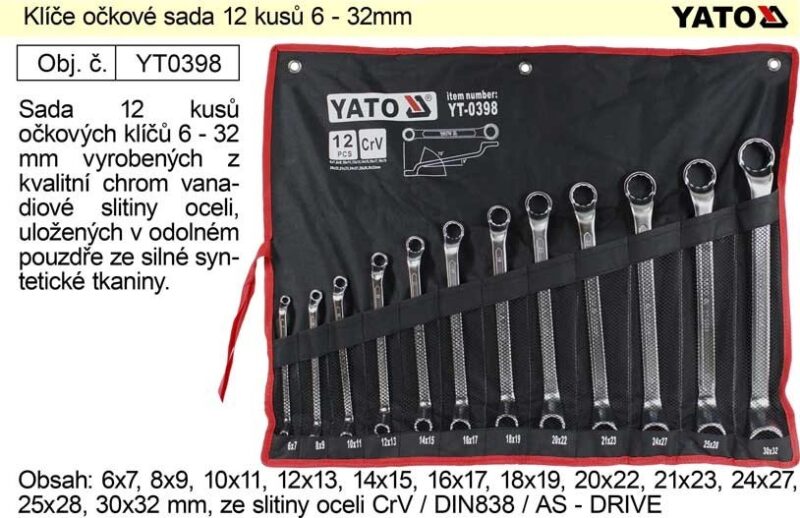Bộ 12 cờ lê 2 đầu vòng mờ 6-32mm Yato YT-0398 - Ba Lan