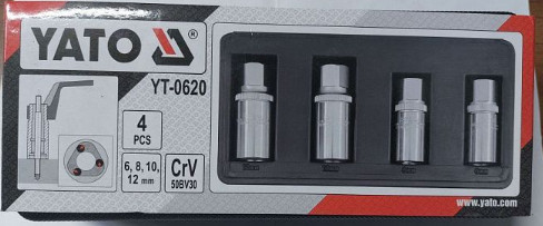 Bộ 4 đầu tuýp 1/2" tháo vít cấy 6-12mm Yato YT-0620 - Ba Lan