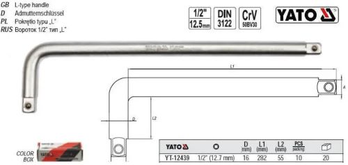 Cần siết chữ L 1/2" 300x70mm Yato YT-12439/YT-12445 - Ba Lan