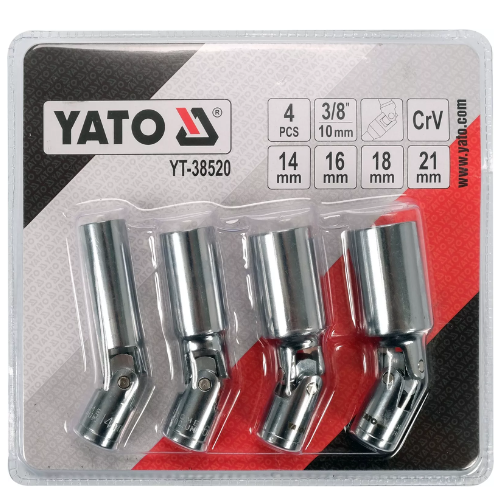 Bộ tuýp 3/8" lắc léo 14/16/18/21mm mở bugi Yato YT-38520 - Ba Lan