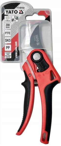 Kéo cắt cành điều chỉnh lưỡi 12/20mm cán nhựa 208mm Yato YT-88190 - Ba Lan