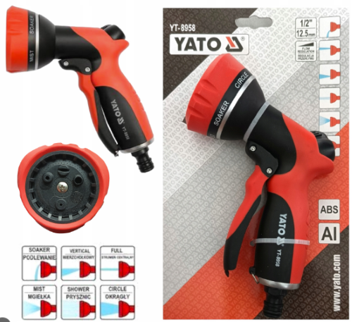 Súng phun nước 1/2" nhôm và ABS 6 chế độ Yato YT-8958 - Ba Lan