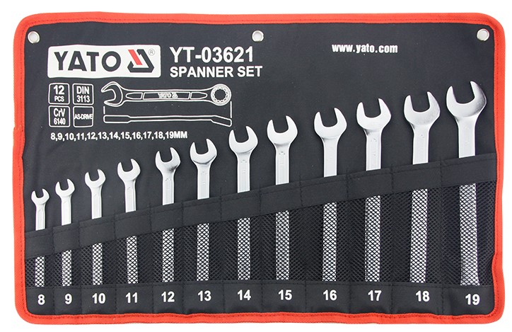 12 cái Bộ cờ lê vòng miệng hệ mét 8-19mm YATO YT-03621