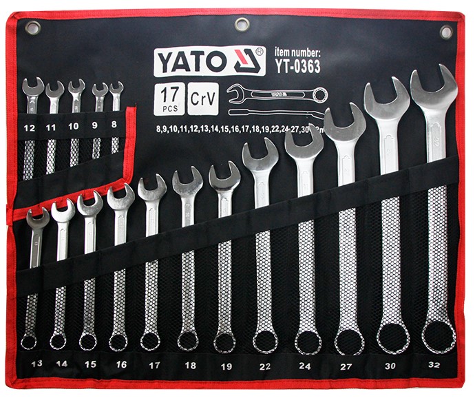 Bộ cờ lê vòng miệng hệ mét 17 chi tiết 8-32mm Yato YT-0363 - Ba Lan