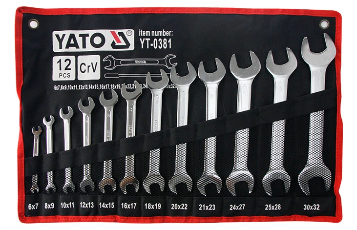 Bộ cờ lê 2 đầu miệng 12 chi tiết hệ mét Từ 6-32mm YATO YT-0381 Bộ cờ lê 2 đầu miệng 12 chi tiết hệ mét Từ 6-32mm YATO YT-0381