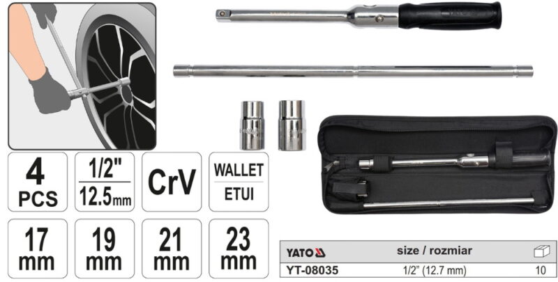 Bộ dụng cụ chữ thập mở lốp xe Yato YT-08035 ba Lan