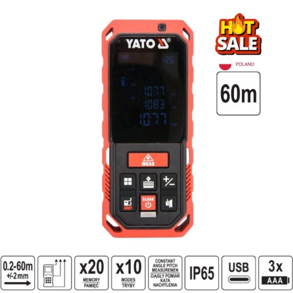Máy đo khoảng cách tia Laser 60M YATO YT-73127- Ba Lan