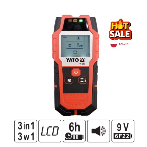 Máy dò kim loại, dây điện trong tường 3in1 Yato YT-73131 Ba Lan