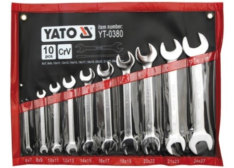 Bộ cờ lê 2 đầu miệng 10 chi tiết hệ mét 6-27mm Yato YT-0380