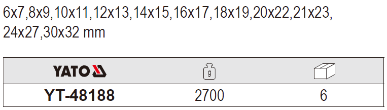 Bộ cờ lê 2 đầu tròng 11 chi tiết Yato YT-48188 Ba lan