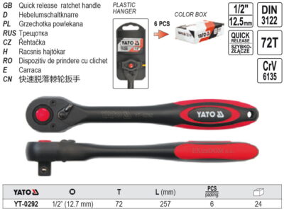 Cần siết tự động 1/2" dạng thẳng 257mm Yato YT-0292 - Ba Lan