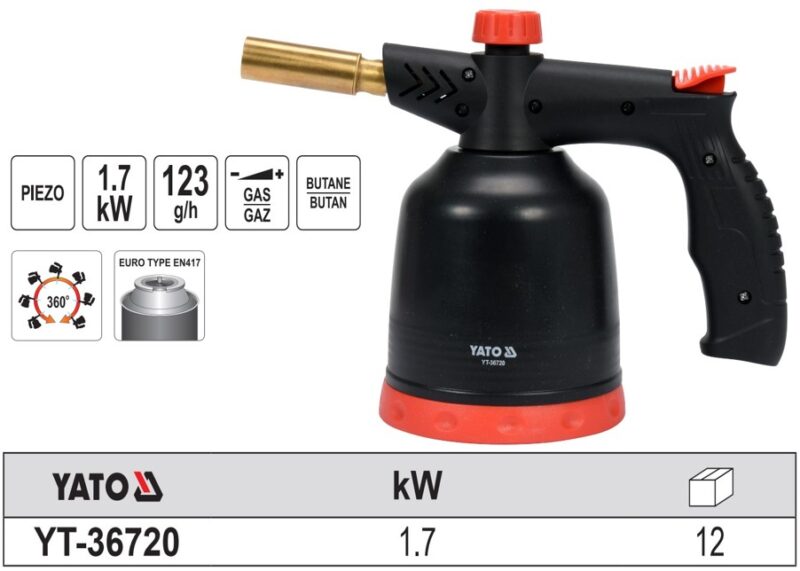 Bình khò bơm gas mini cầm tay 190g Yato YT-36720 - Ba Lan