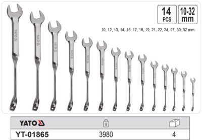Bộ 14 Cờ lê vòng miệng tay đòn 10-32mm Yato YT-01865 - Ba Lan