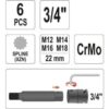 Bộ 6 đầu khẩu 3/4" mũi hoa thị M12-M18 Yato YT-1157 - Ba Lan
