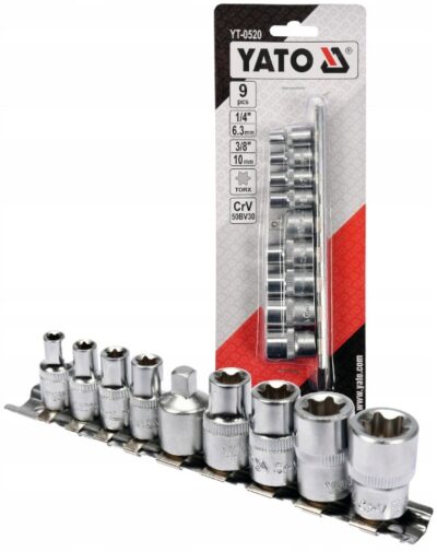 Bộ 9 đầu tuýp sao 1/4" E5-E16 Yato YT-0520 - Ba Lan