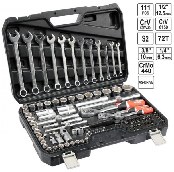 Bộ cờ lê tuýp tay vặn 1/4" 3/8" 1/2" 111 chi tiết Yato YT-38831 - Ba Lan Bộ cờ lê tuýp tay vặn 1/4" 3/8" 1/2" 111 chi tiết Yato YT-38831 - Ba Lan