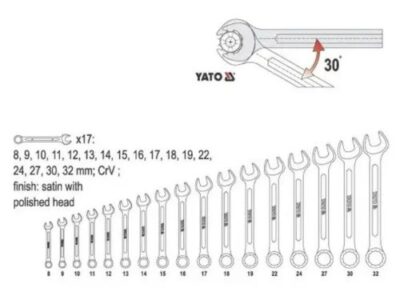 Bộ cờ lê vòng miệng hệ mét 17 chi tiết 8-32mm Yato YT-0363 - Ba Lan