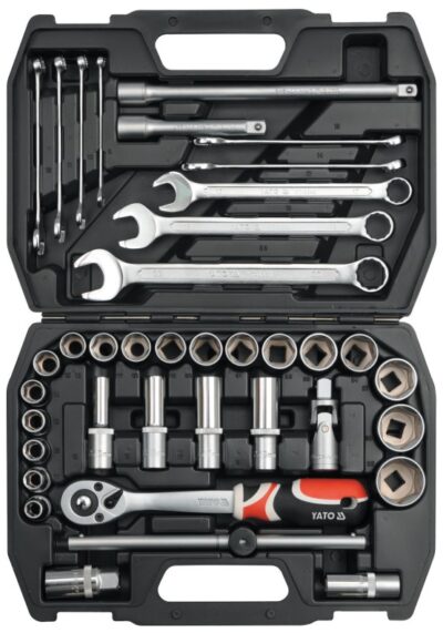 Bộ dụng cụ tổng hợp 3/8" 1/2" có tay quay chữ U 38 món Yato YT-3876 - Ba Lan
