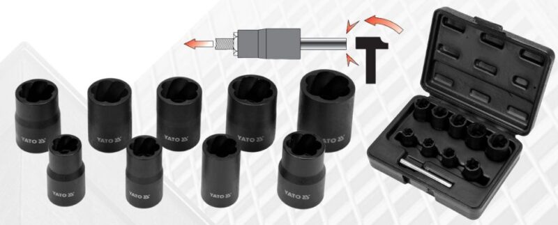 Bộ khẩu mở ốc bulông hỏng 3/8" 10-19mm 10 món Yato YT-0603