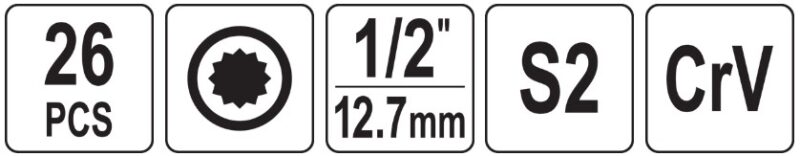 Bộ tuýp 1/2" mũi vít hoa thị M5-M16 26 chi tiết Yato YT-77542 - Ba Lan