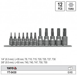 Bộ tuýp mũi sao 1/4" 3/8" 12 chi tiết 6 cạnh YT-0430 - Ba Lan