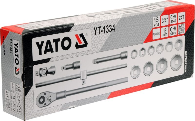 Bộ tuýp tay vặn 3/4" 30-60mm 15 chi tiết Yato YT-1334 - Ba Lan Bộ tuýp tay vặn 3/4" Yato YT-1334