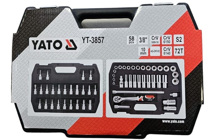 Bộ tuýp tay vặn tổng hợp 3/8" 58 chi tiết Yato YT-3857 - Ba Lan